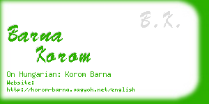 barna korom business card